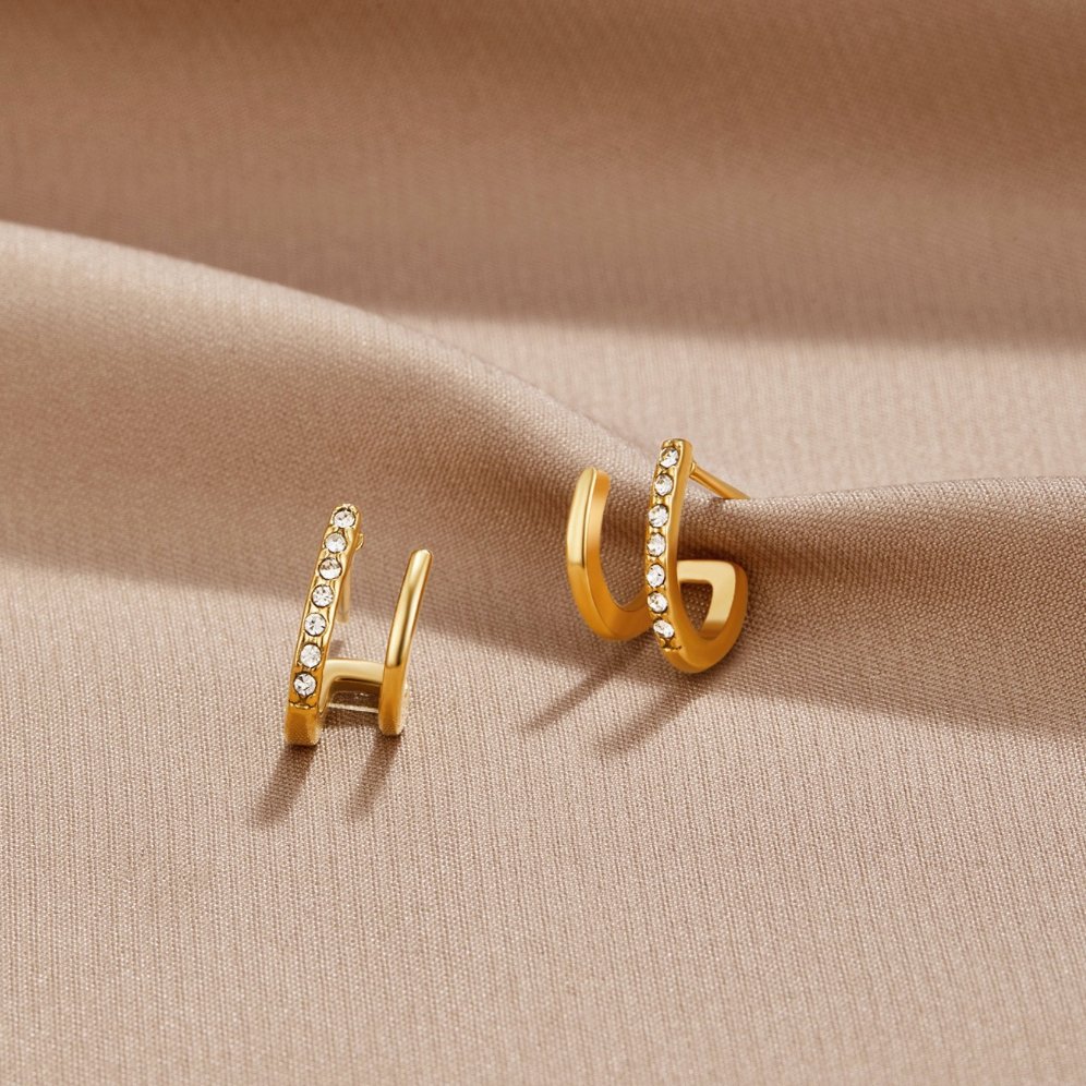 Kolczyki pazurki 18K Gold & Crystal