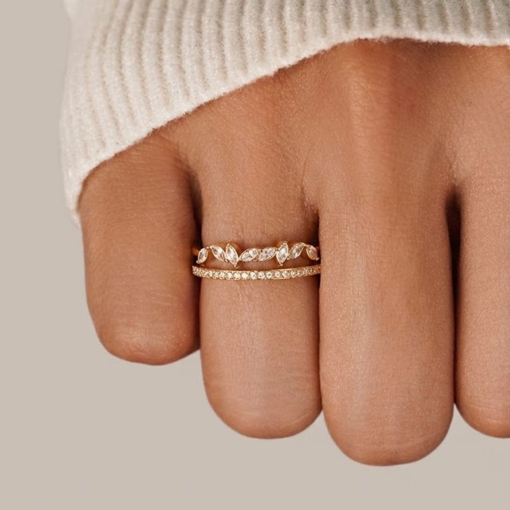 Pierścionek kryształowy Mia 18K Gold