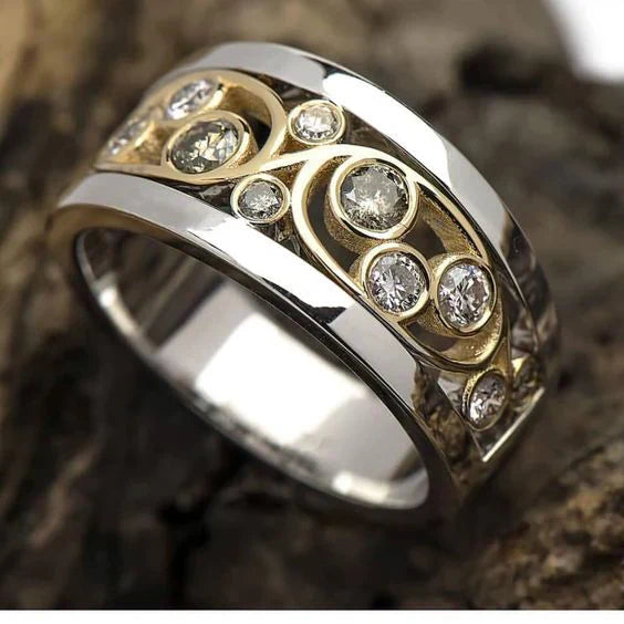 Pierścionek Vintage Gold & Silver Ivy Zirconia