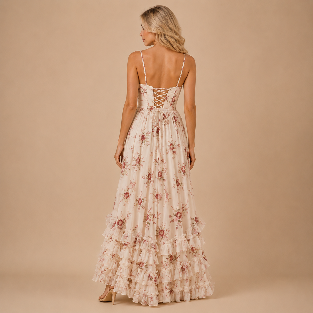 Hanna | Sukienka maxi w kwiaty z rozcięciem
