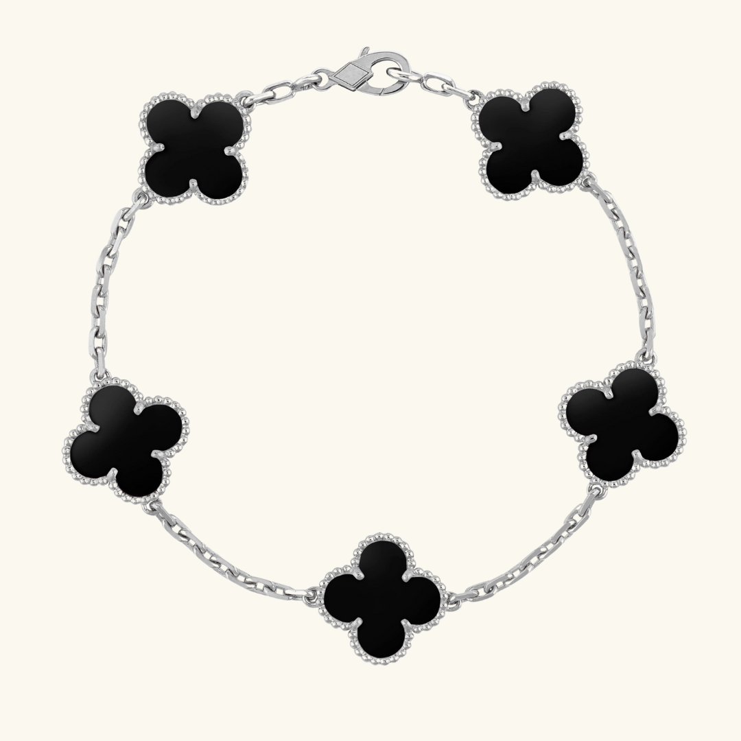 CLOVER | Bransoletka Black/Silver
