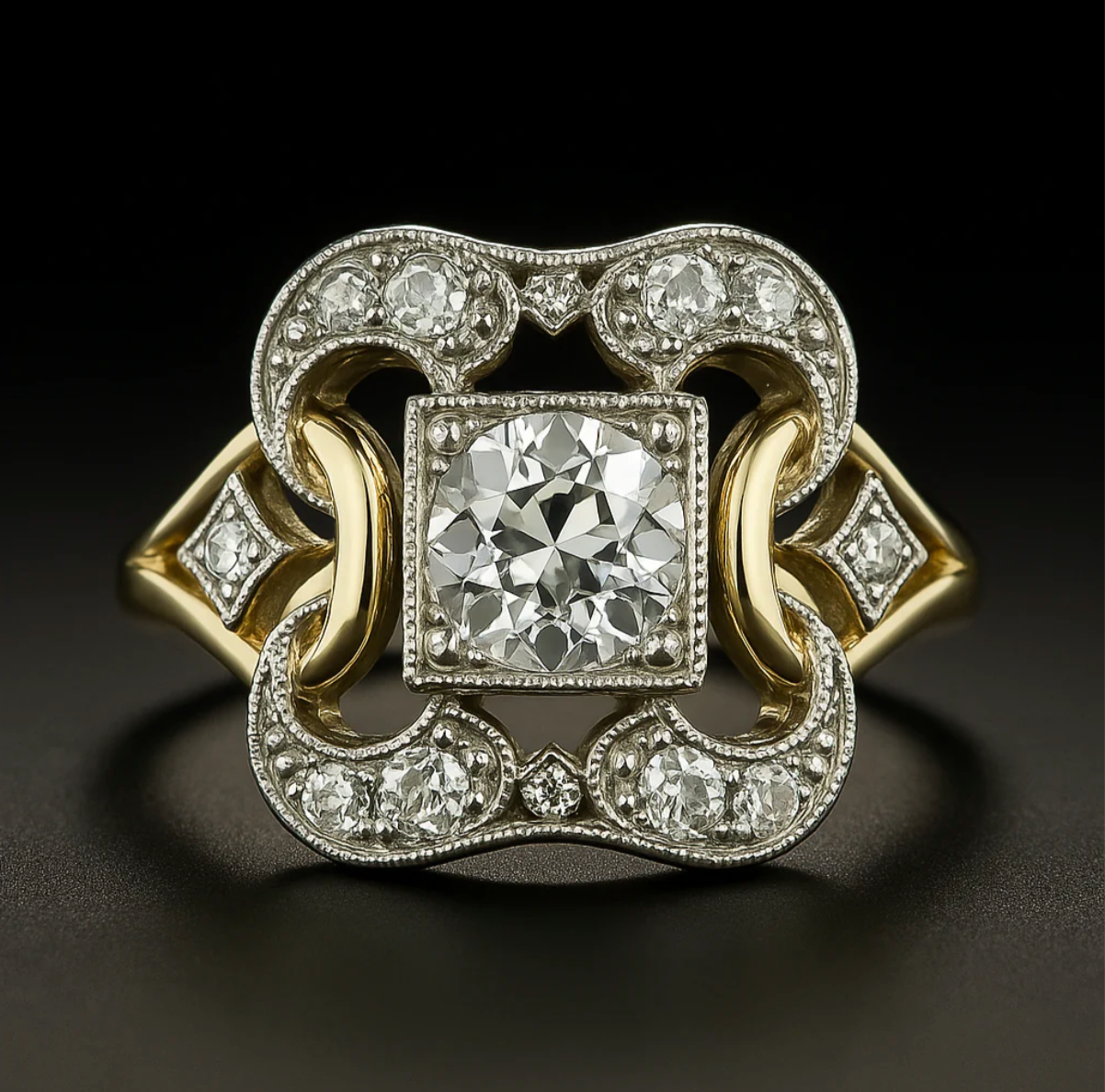 Wielowiekowy pierścionek złoty z cyrkonią