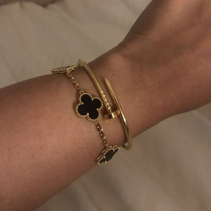 CLOVER | Bransoletka Black/Silver