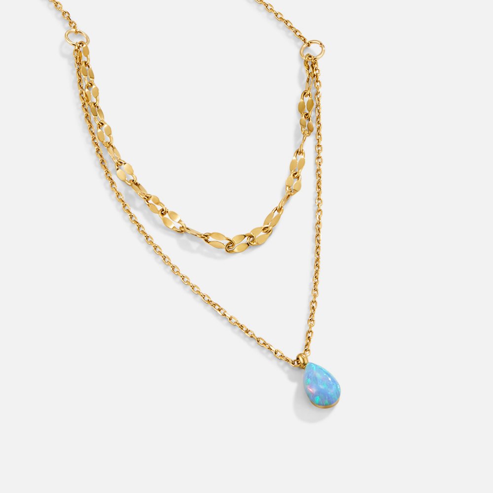 Naszyjnik Blue Opal Teardrop Layered