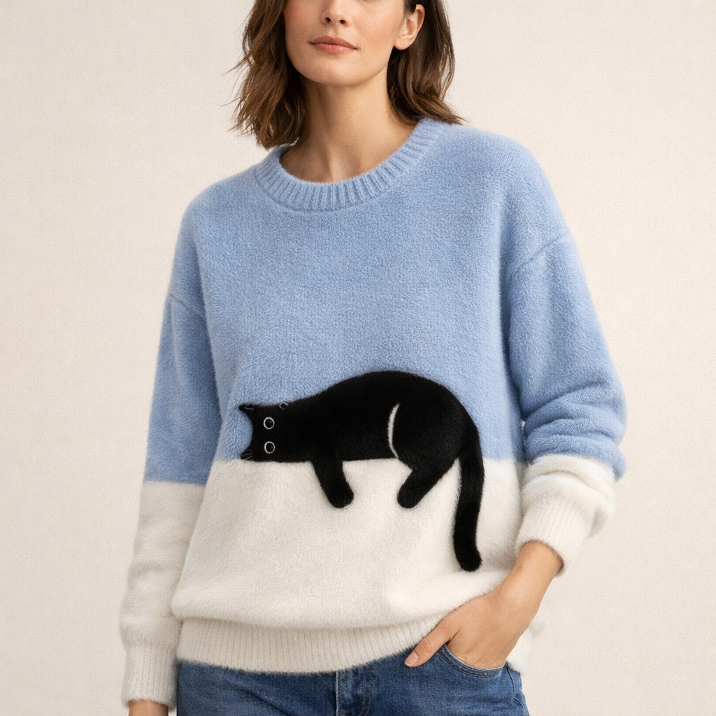 Elżbieta™ | Pluszowy Sweter z Kotem