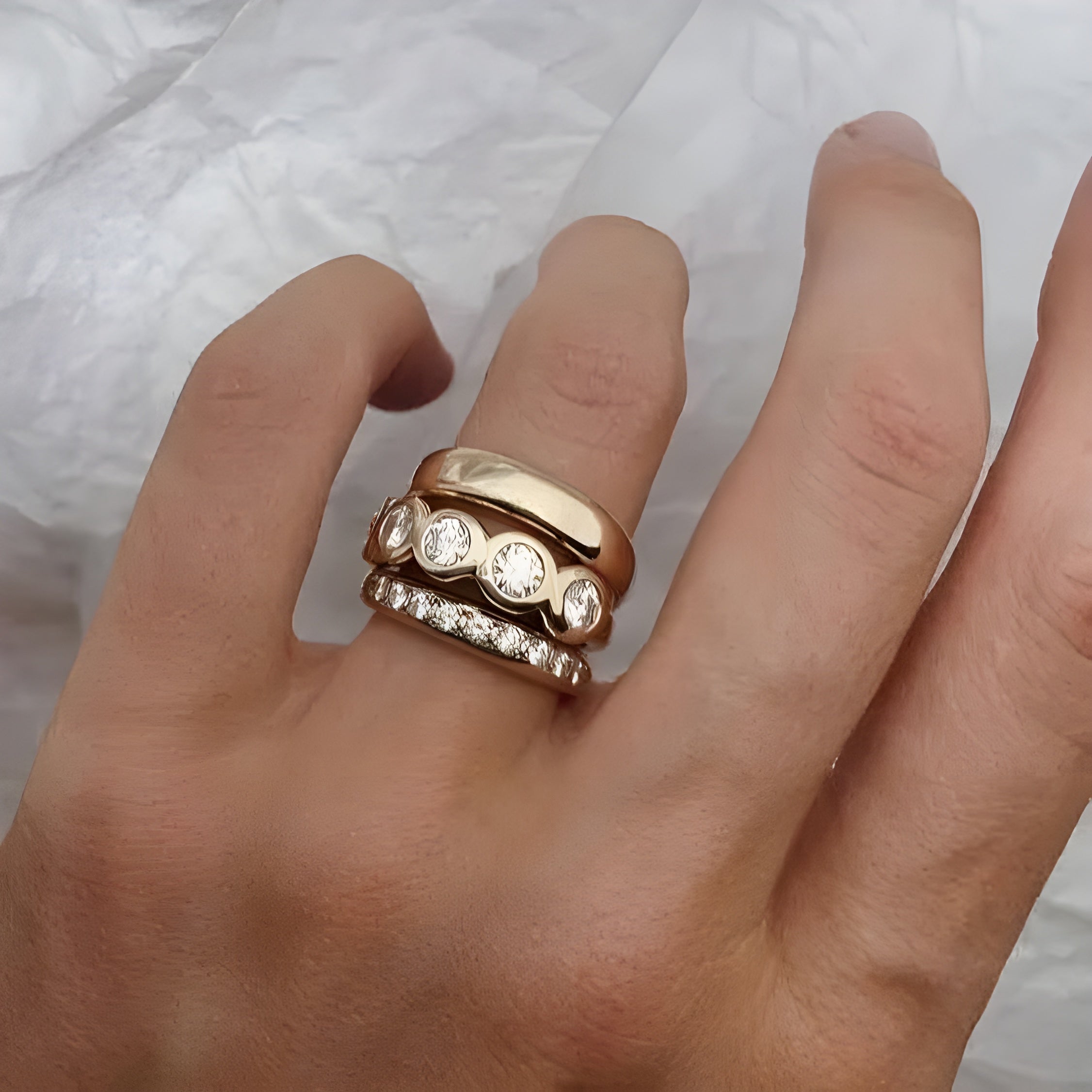 Zestaw pierścionków Forged Brilliant Gold