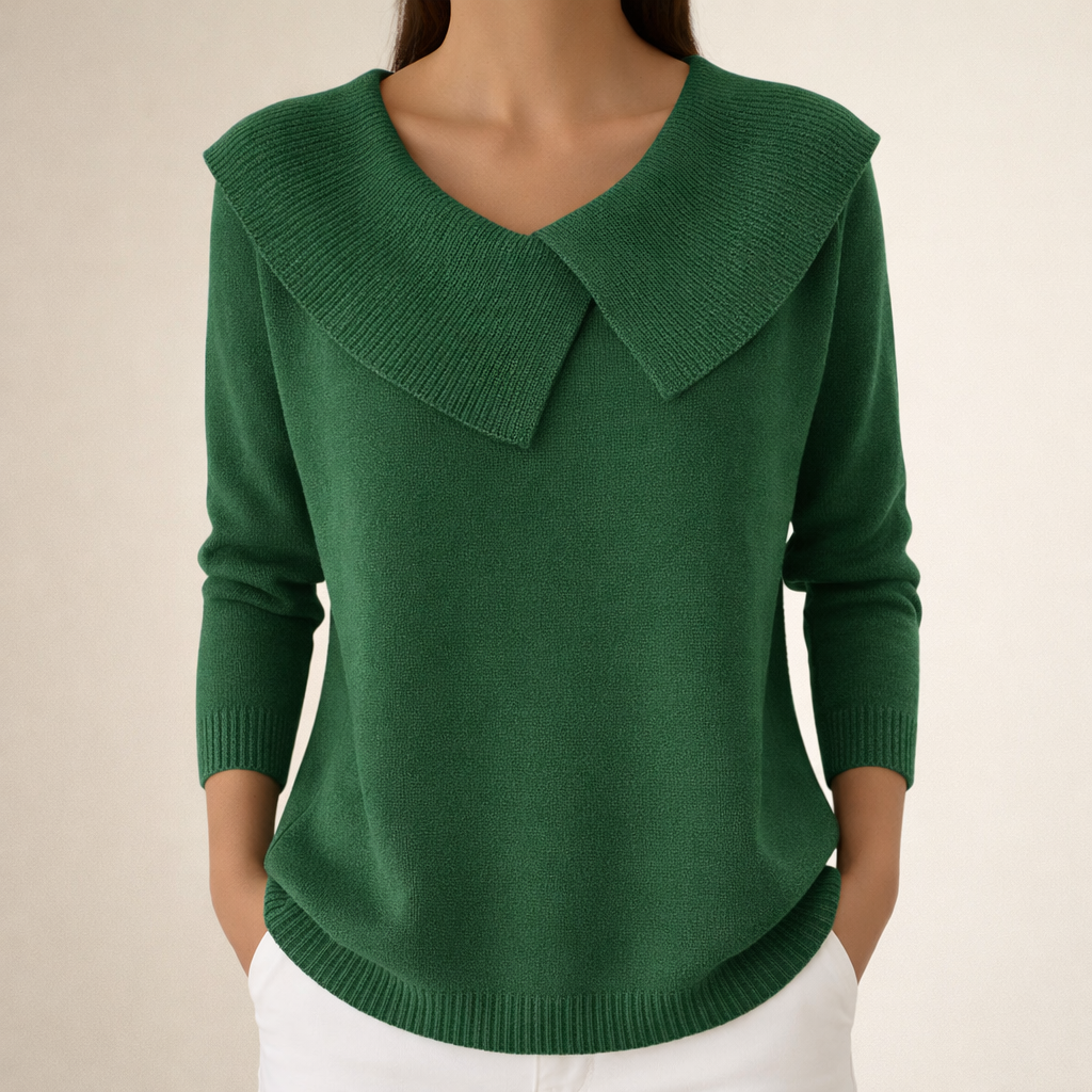 Magda | Sweter z Szerokim Kołnierzem
