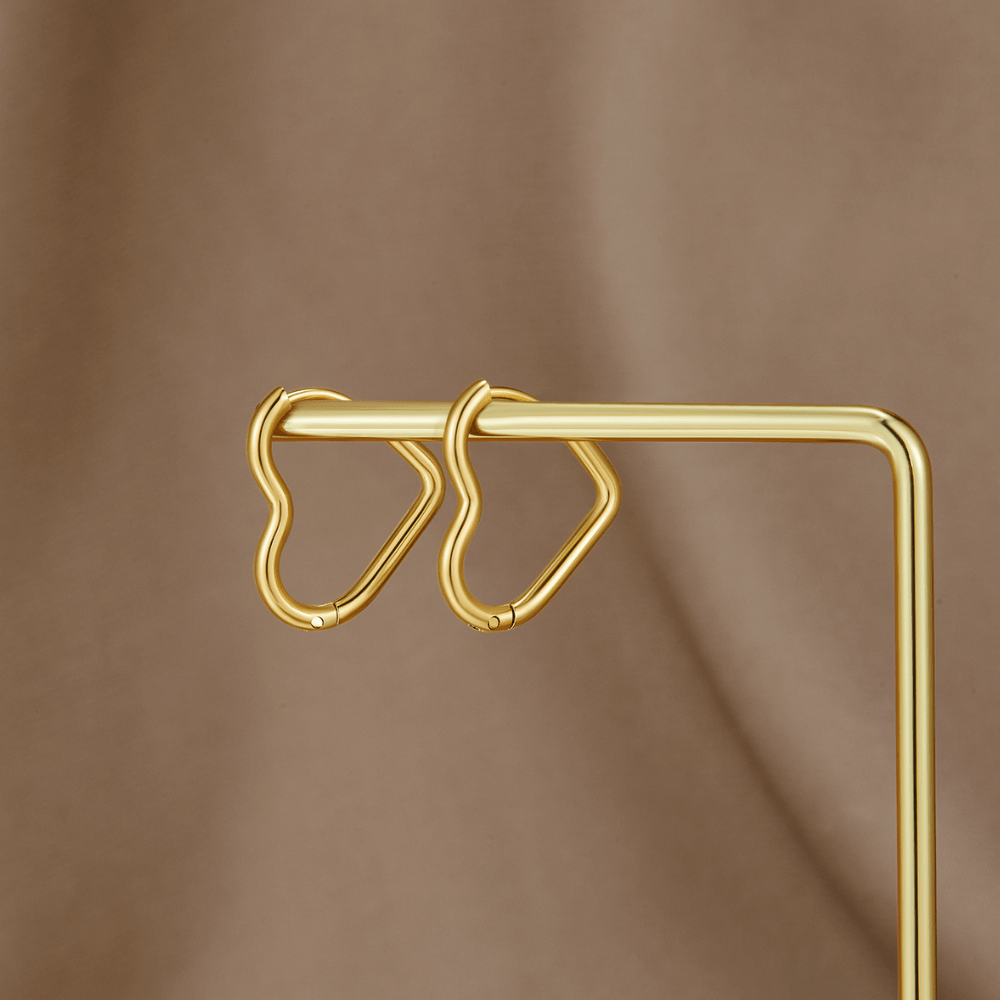 Kolczyki Heart – złote kółka 18K