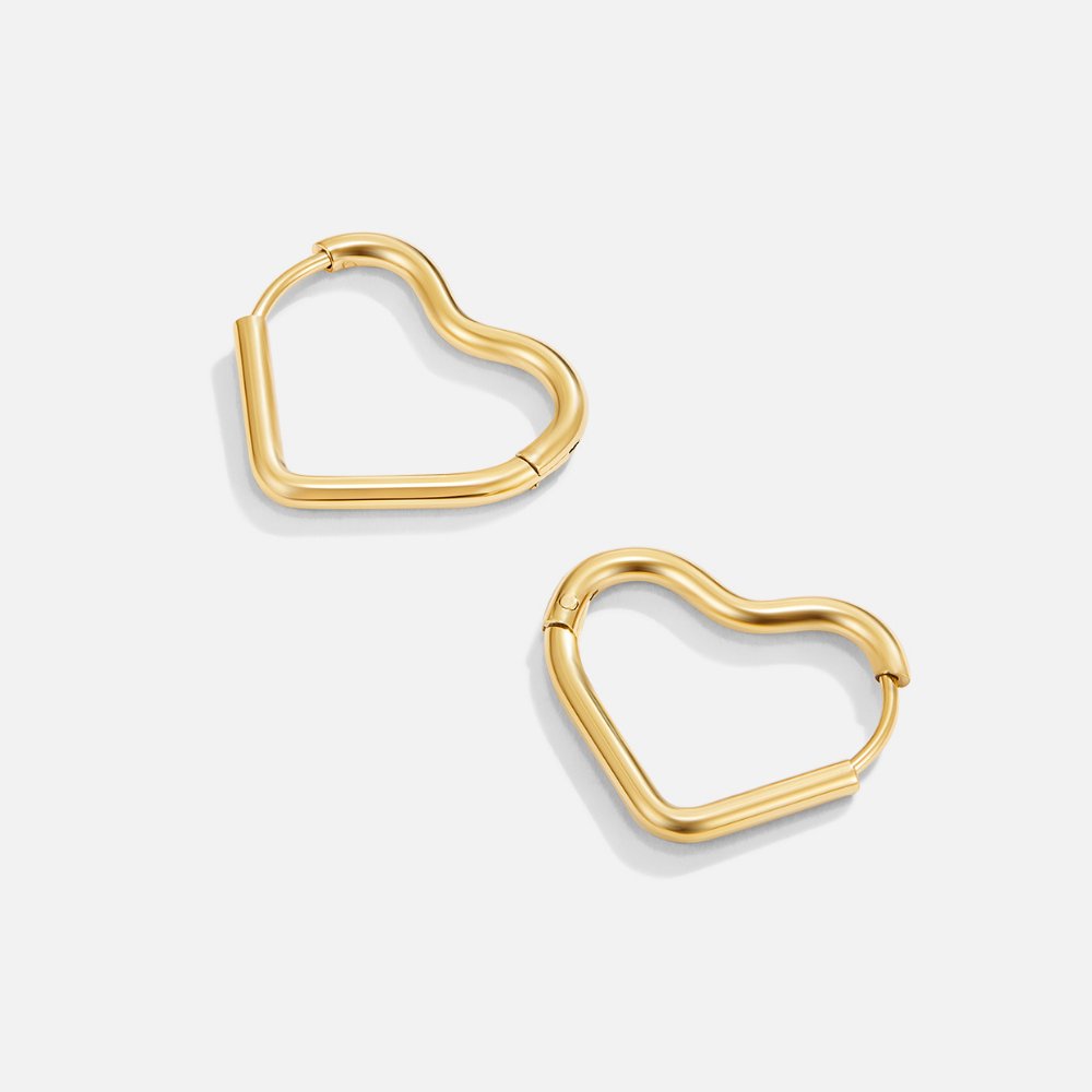 Kolczyki Heart – złote kółka 18K