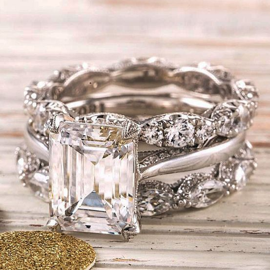 Pierścionek warstwowy Vintage Silver Bright