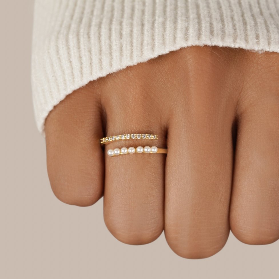 Pierścionek „Wrap Me” Pearl & Crystal