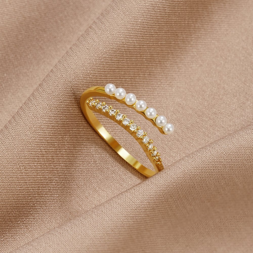 Pierścionek „Wrap Me” Pearl & Crystal