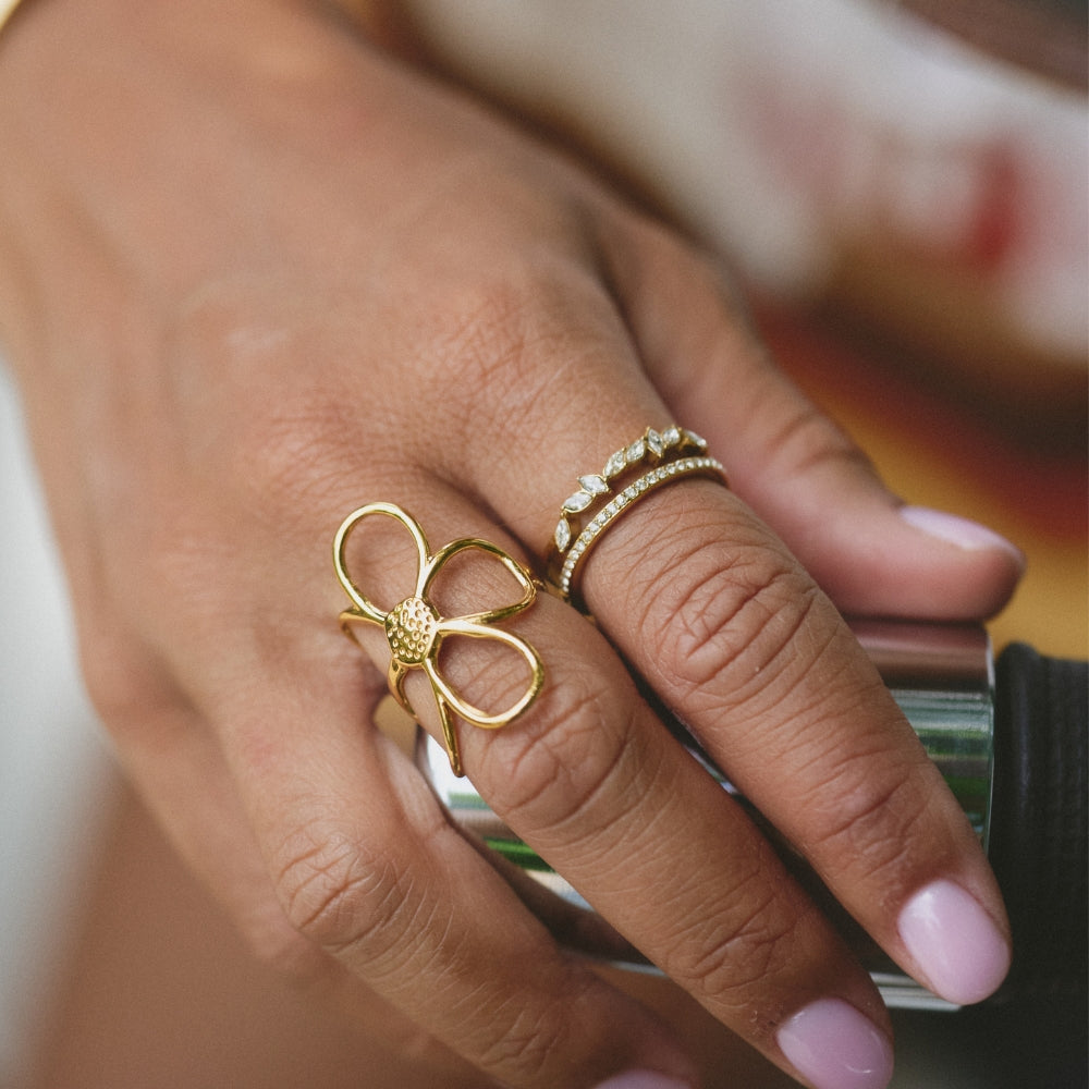 Pierścionek kryształowy Mia 18K Gold