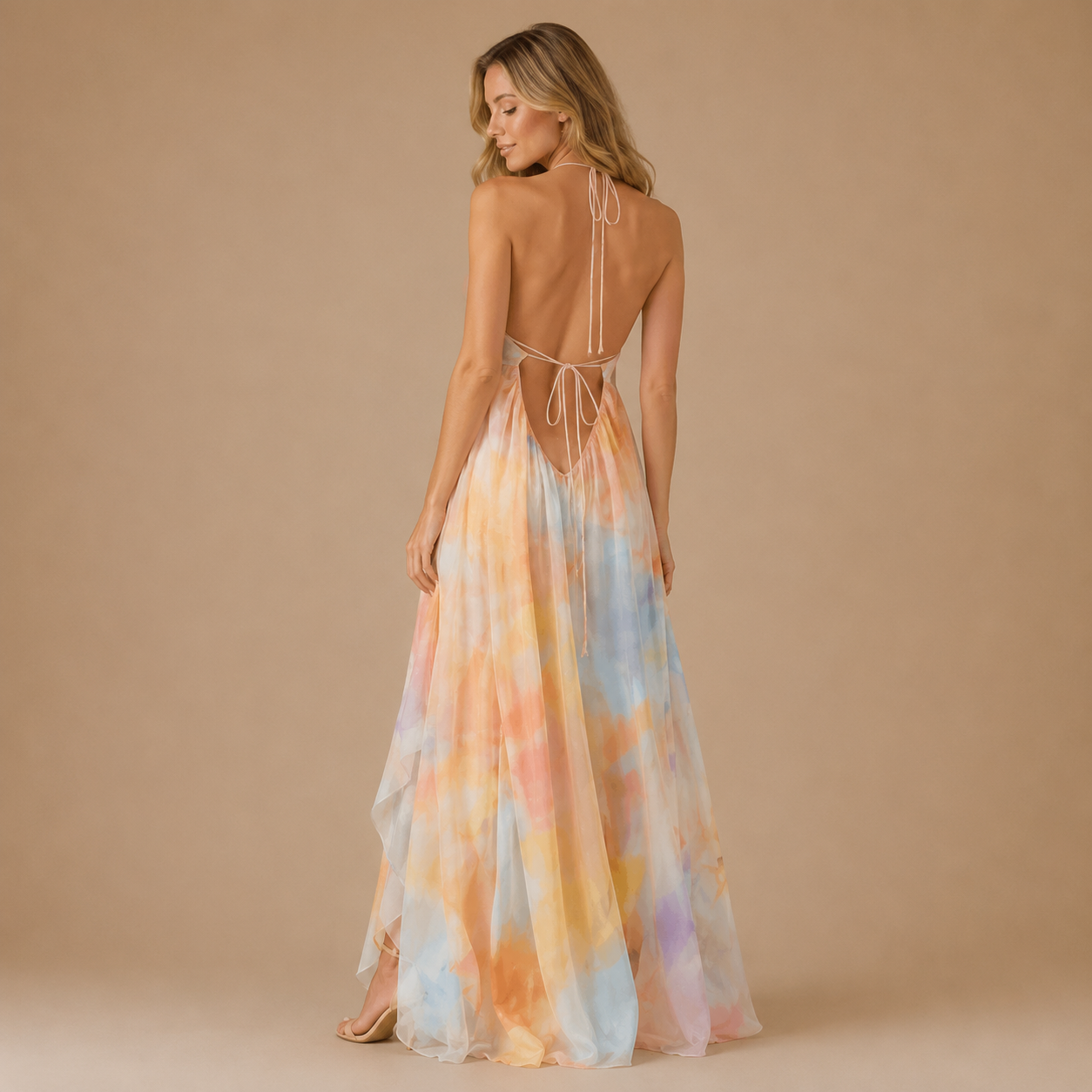 Bianka | Sukienka maxi halter z lekkiego, zwiewnego materiału