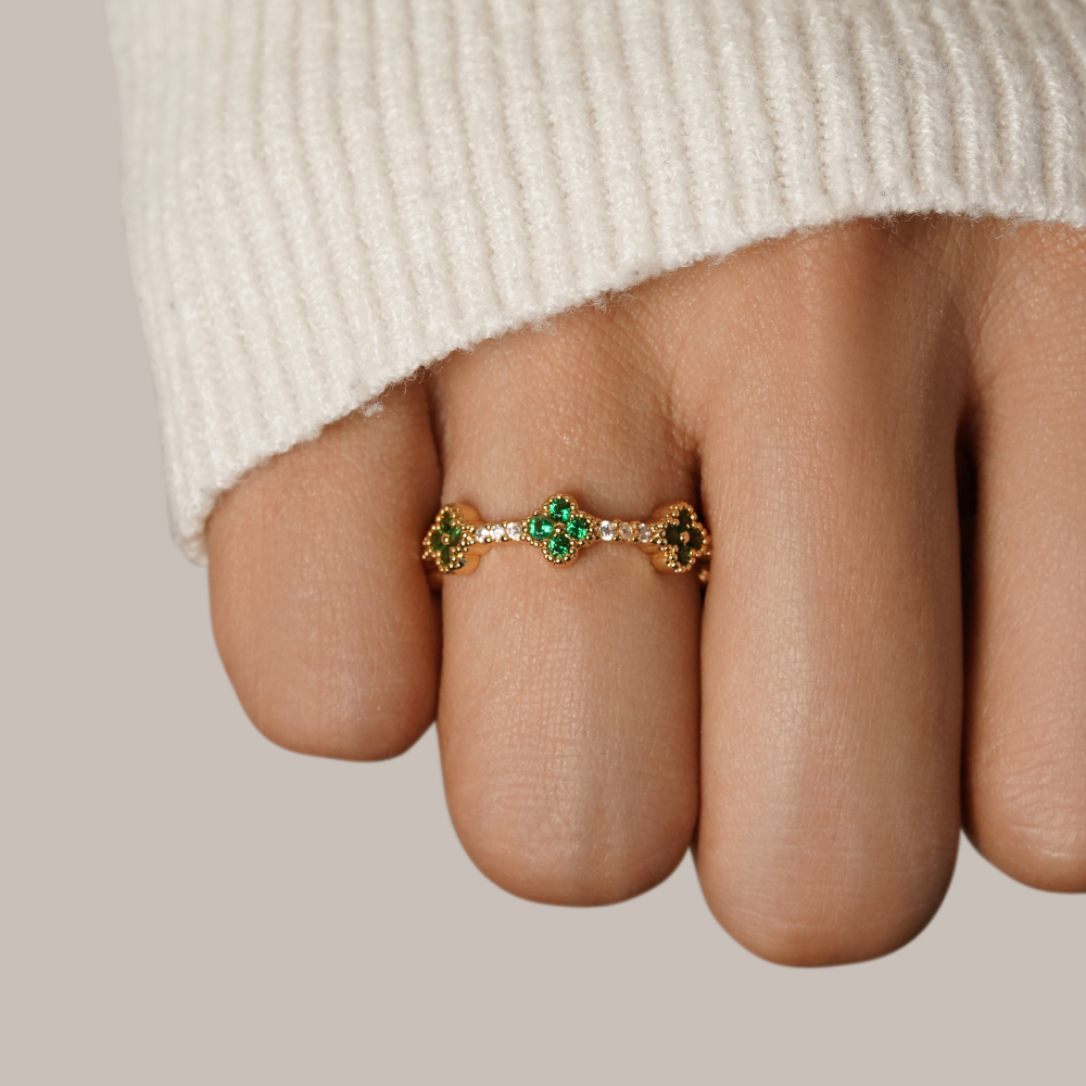 Pierścionek Four Leaf Clover Crystal