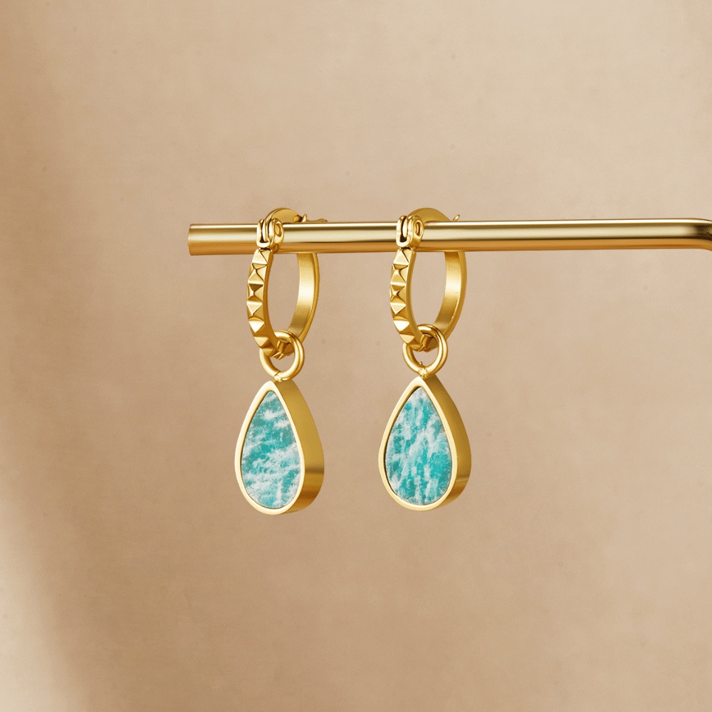 Kolczyki Astoria Green Stone Hoop