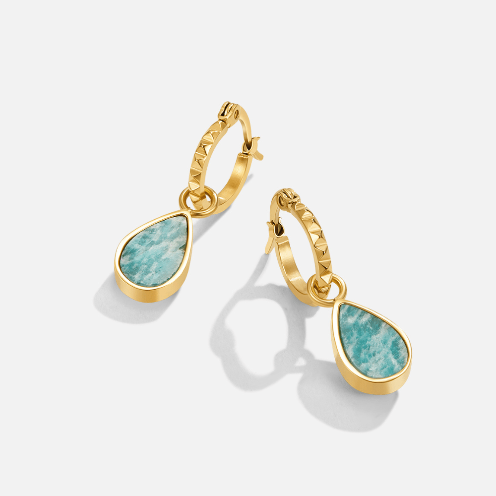 Kolczyki Astoria Green Stone Hoop