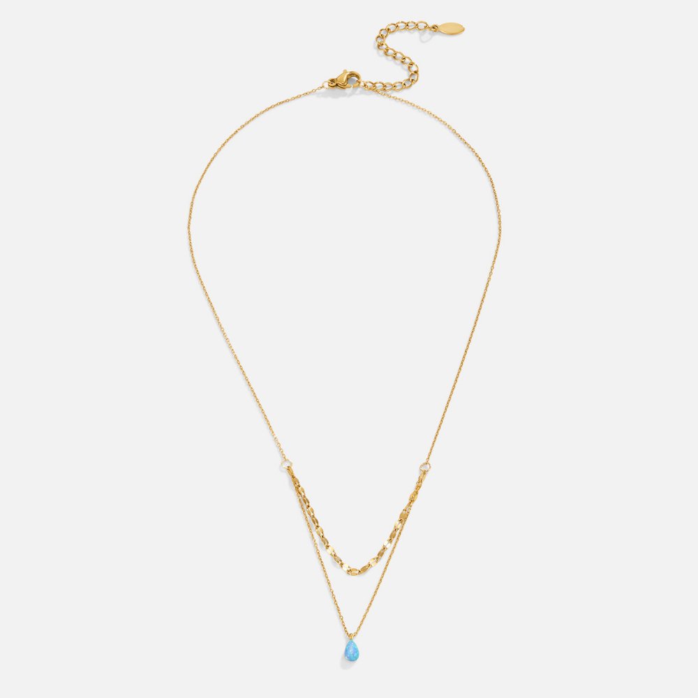 Naszyjnik Blue Opal Teardrop Layered