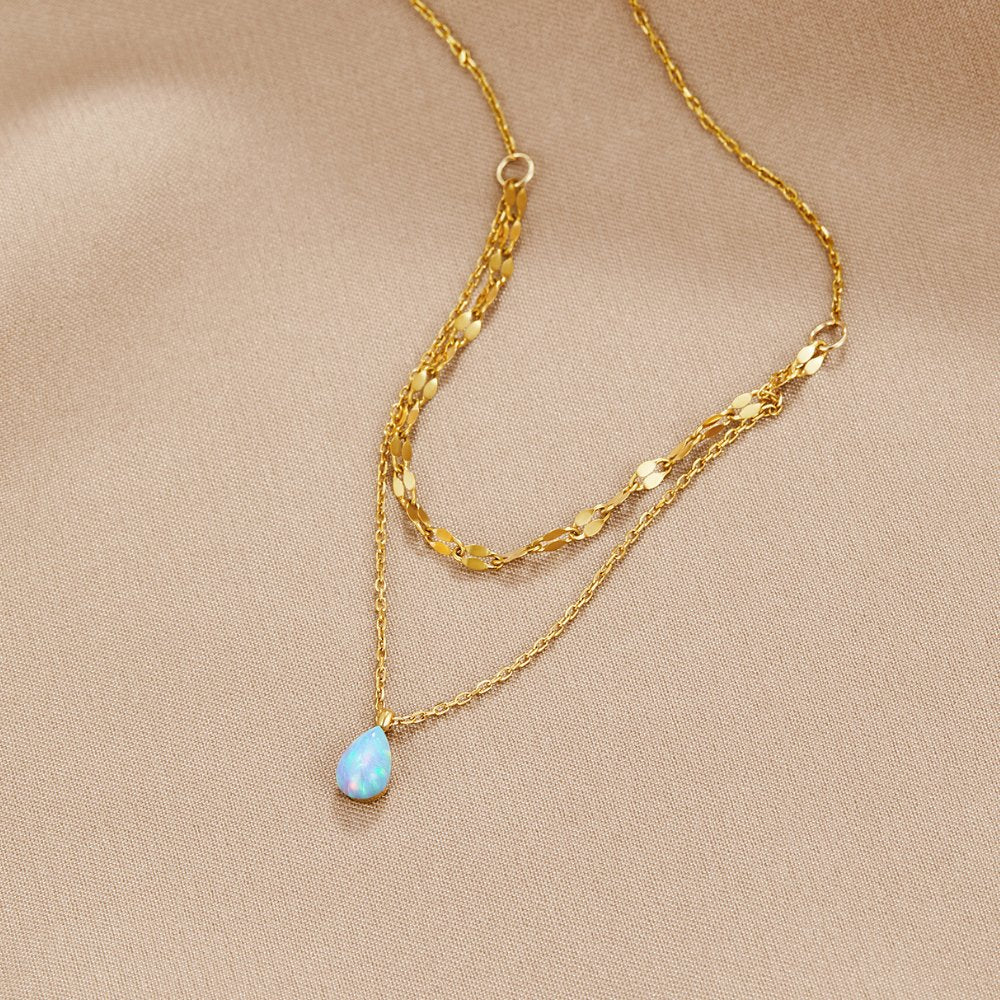 Naszyjnik Blue Opal Teardrop Layered