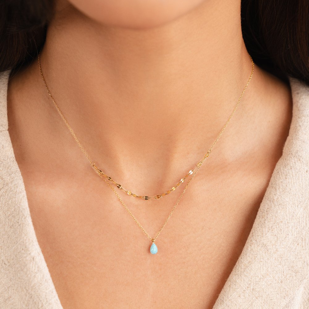 Naszyjnik Blue Opal Teardrop Layered
