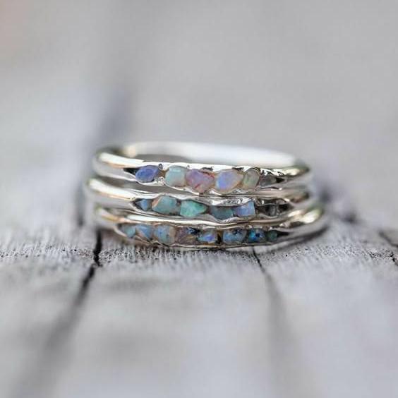 Pierścionek Vintage Layered Blue Stones Silver