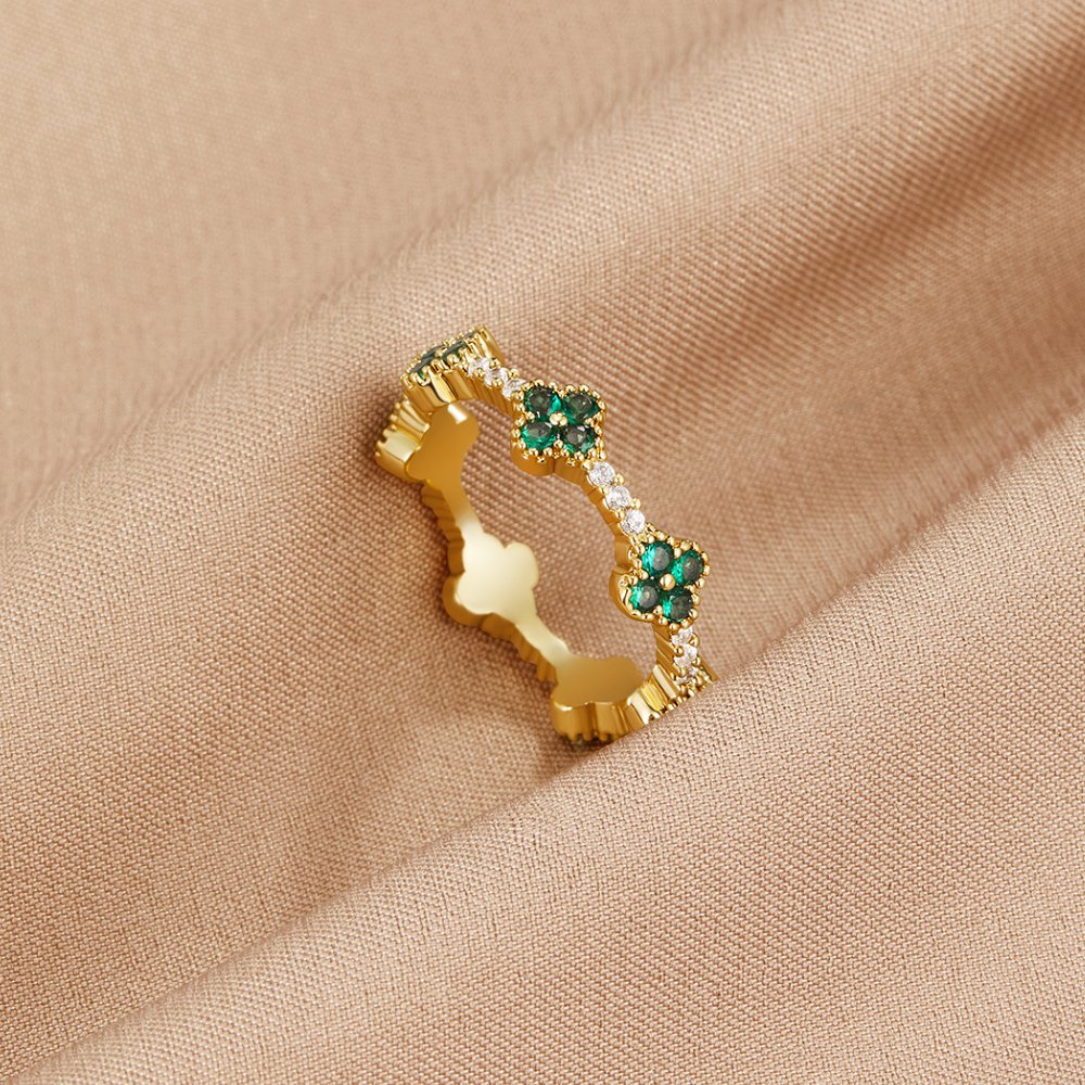Pierścionek Four Leaf Clover Crystal