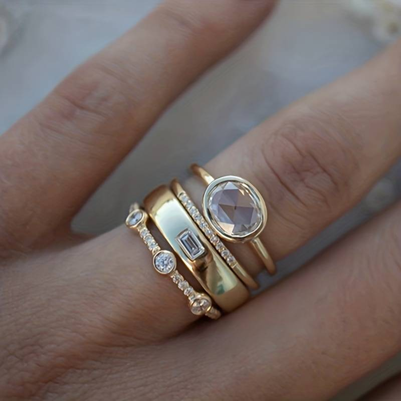 Lily – Zestaw Pierścionków Gold & Zirconia