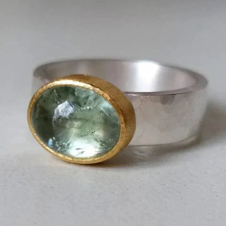 Vintage zielony pierścionek handmade