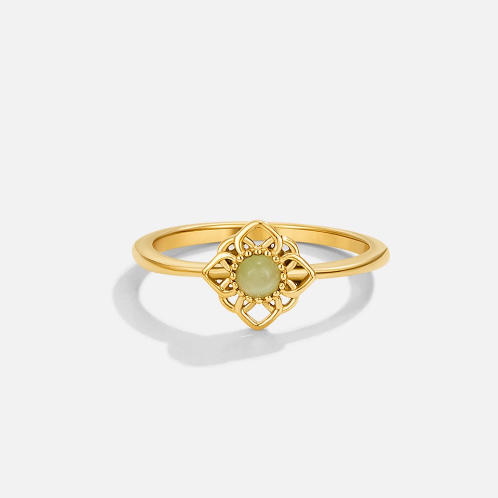 Pierścionek Vintage Lotus Flower Opal
